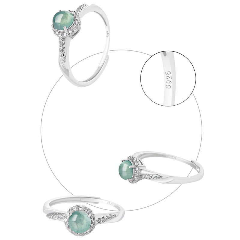 Verstellbarer Wohlstandsring aus Sterlingsilber mit Jade