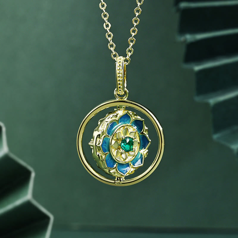 Sterling Silber Lotus Halskette 18,5 mm für Erleuchtung