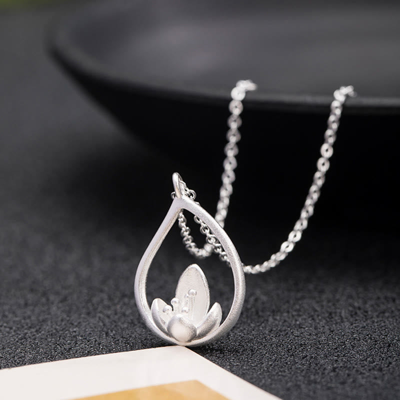 Sterling Silber Lotus Halskette für Wiedergeburt und Erleuchtung