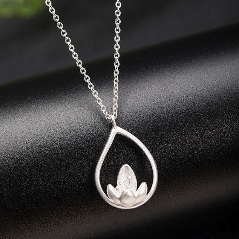 Sterling Silber Lotus Halskette für Wiedergeburt und Erleuchtung