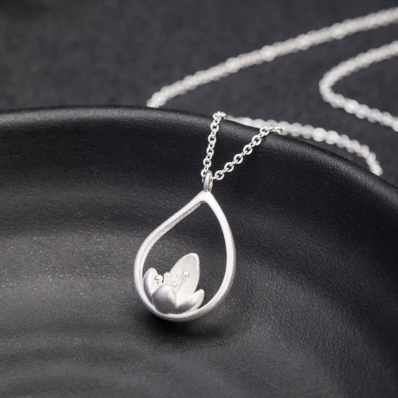 Sterling Silber Lotus Halskette für Wiedergeburt und Erleuchtung