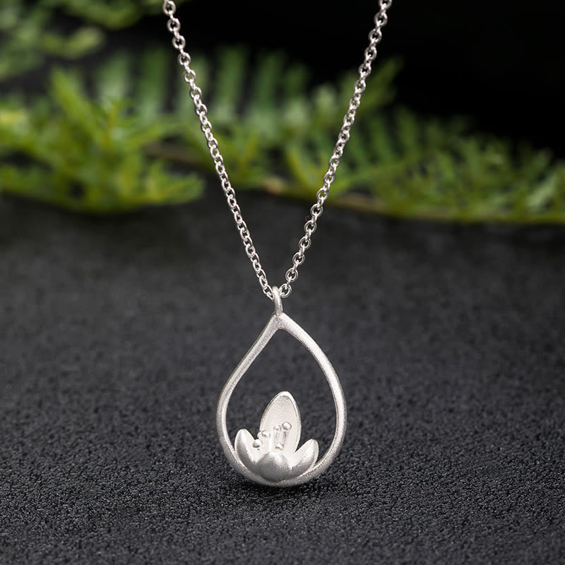 Sterling Silber Lotus Halskette für Wiedergeburt und Erleuchtung