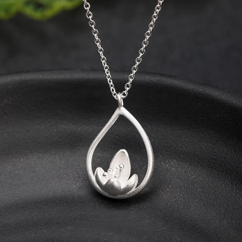 Sterling Silber Lotus Halskette für Wiedergeburt und Erleuchtung