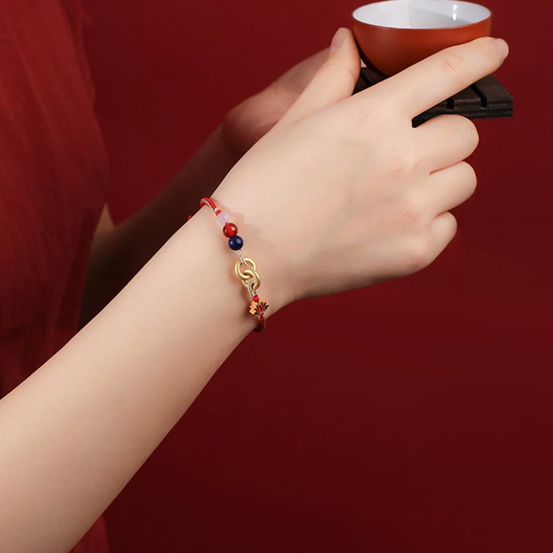 Sterling Silber Lotus Peace Schnalle Armband für Schutz