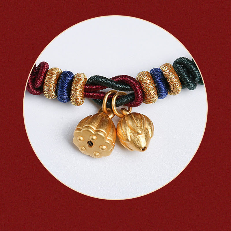 Sterling Silber Lotus Pod Rot Grün String Armband