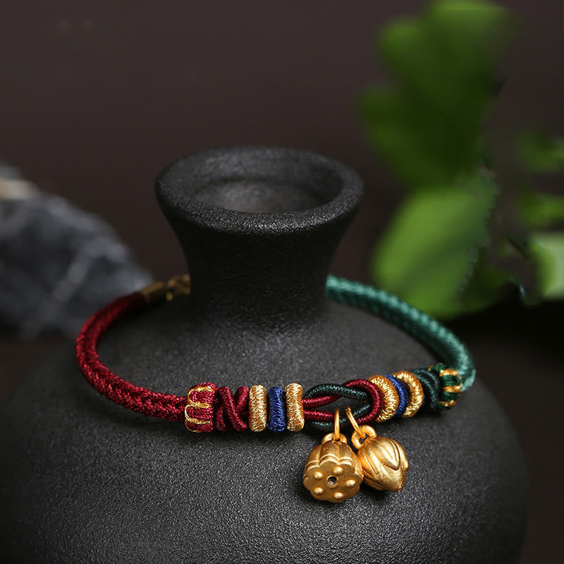 Sterling Silber Lotus Pod Rot Grün String Armband