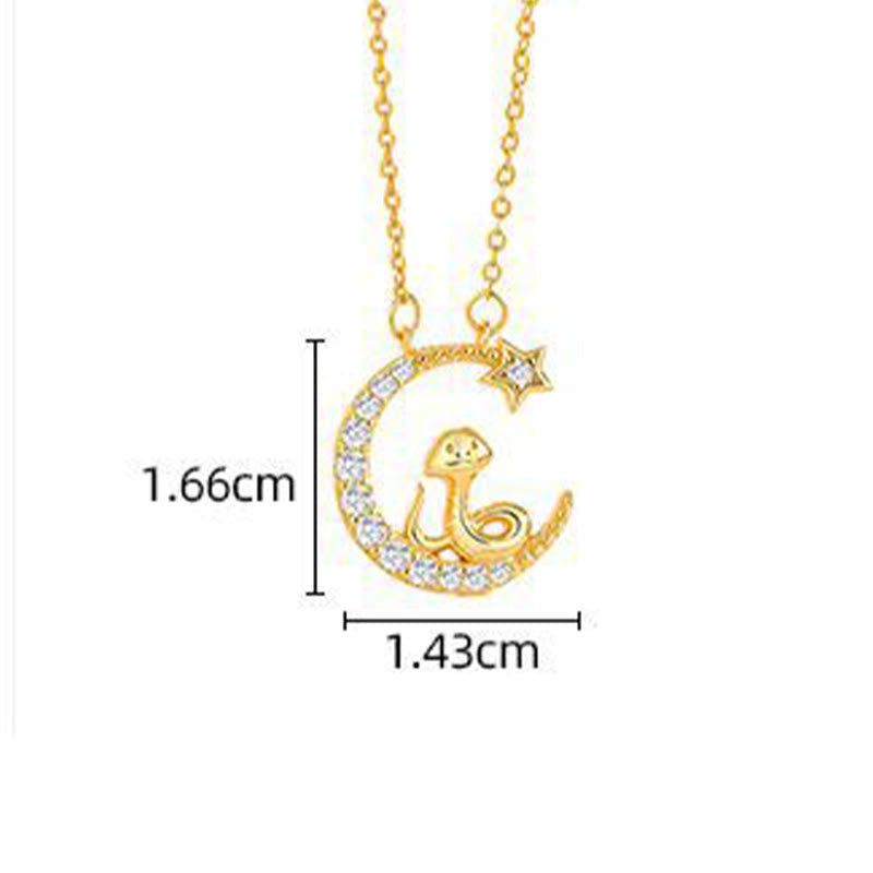 Sterling Silber Mond Schlange Anhänger mit Zirkonia für Segen