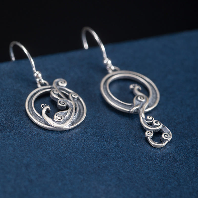 Spirituelle Ohrringe aus Sterlingsilber mit Pfauenmotiv