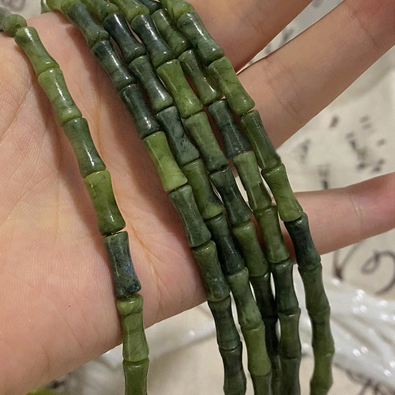 Spirituelles Armband aus Sterlingsilber mit Peridot und Bambus für Glück