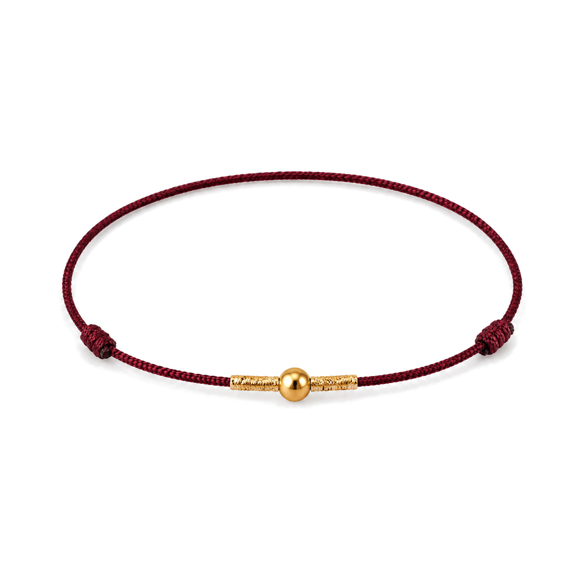925 Sterling Silver Red String Protection Bracelet for Wrist or Ankle, Dark Red, on a white background