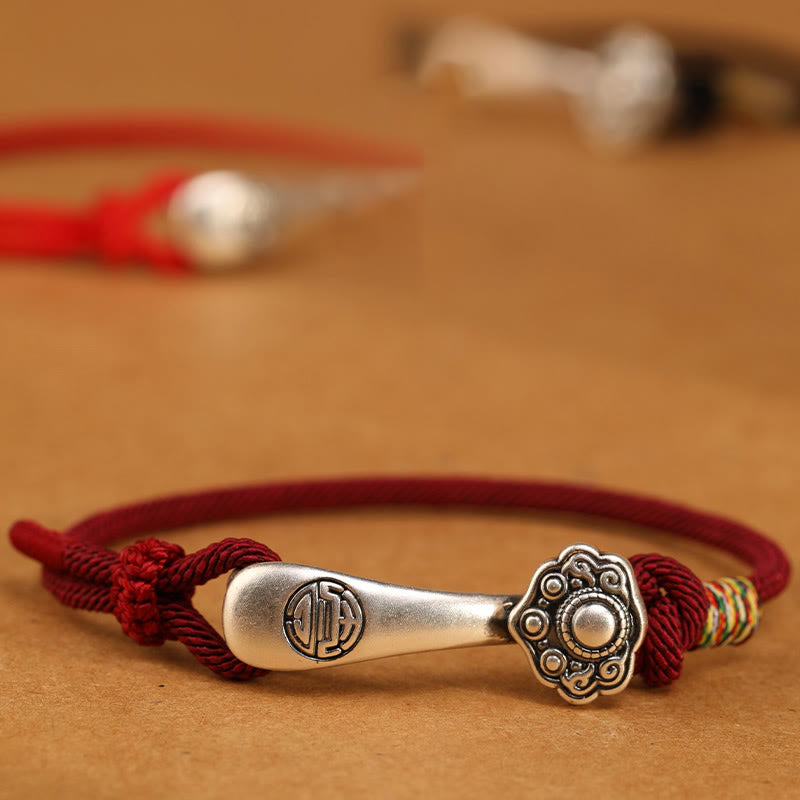 Schutzarmband aus Sterlingsilber mit roter Ruyi-Schnur für Glück
