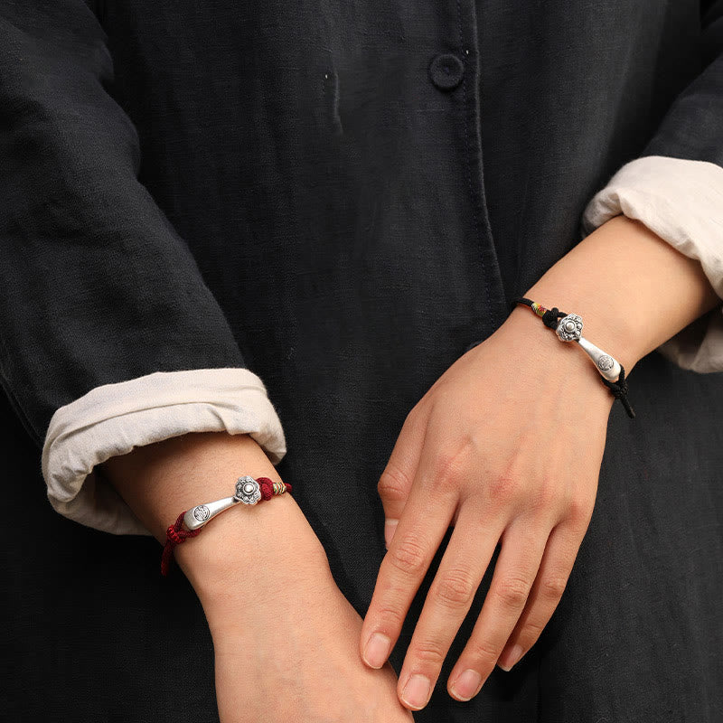 Schutzarmband aus Sterlingsilber mit roter Ruyi-Schnur für Glück