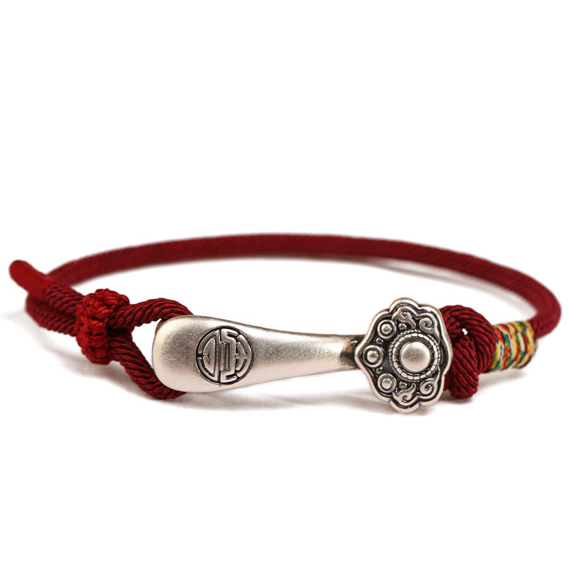 Schutzarmband aus Sterlingsilber mit roter Ruyi-Schnur für Glück