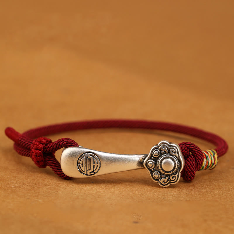 Schutzarmband aus Sterlingsilber mit roter Ruyi-Schnur für Glück