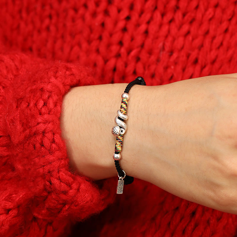 Armband aus Sterlingsilber mit Schlangen- und Fu-Charakter