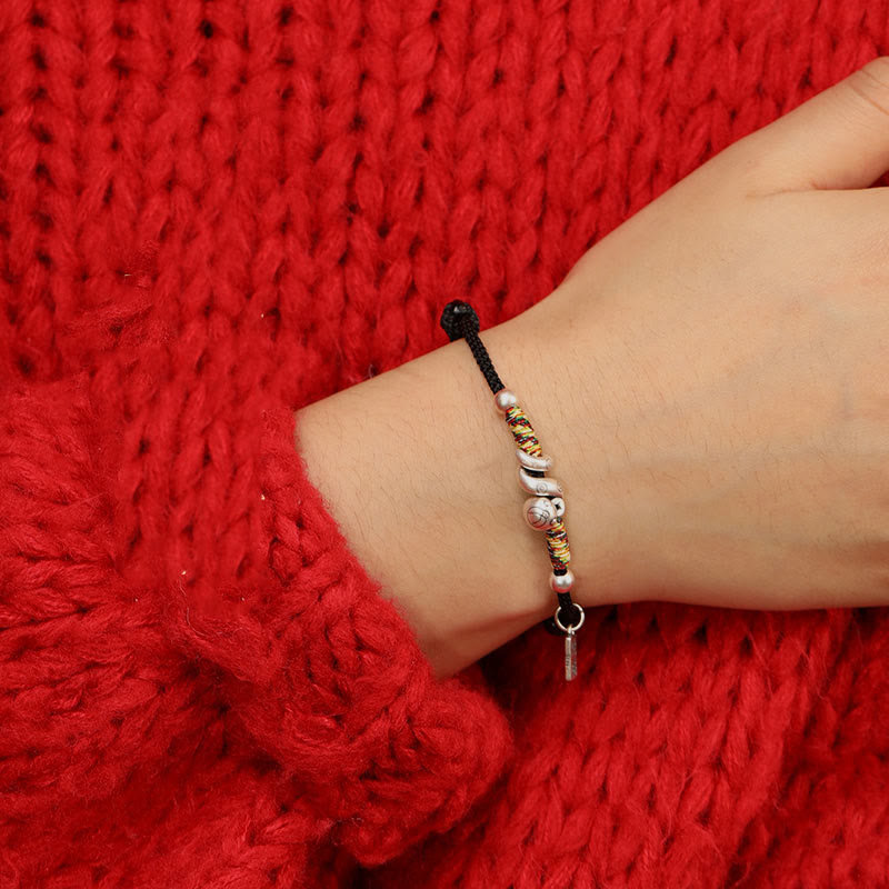 Armband aus Sterlingsilber mit Schlangen- und Fu-Charakter