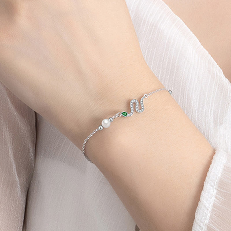 Glücksarmband aus Sterlingsilber mit Schlangenperlen