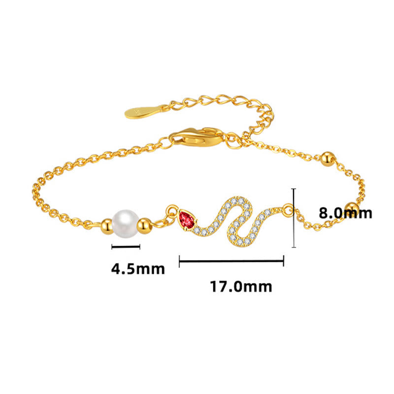 Glücksarmband aus Sterlingsilber mit Schlangenperlen