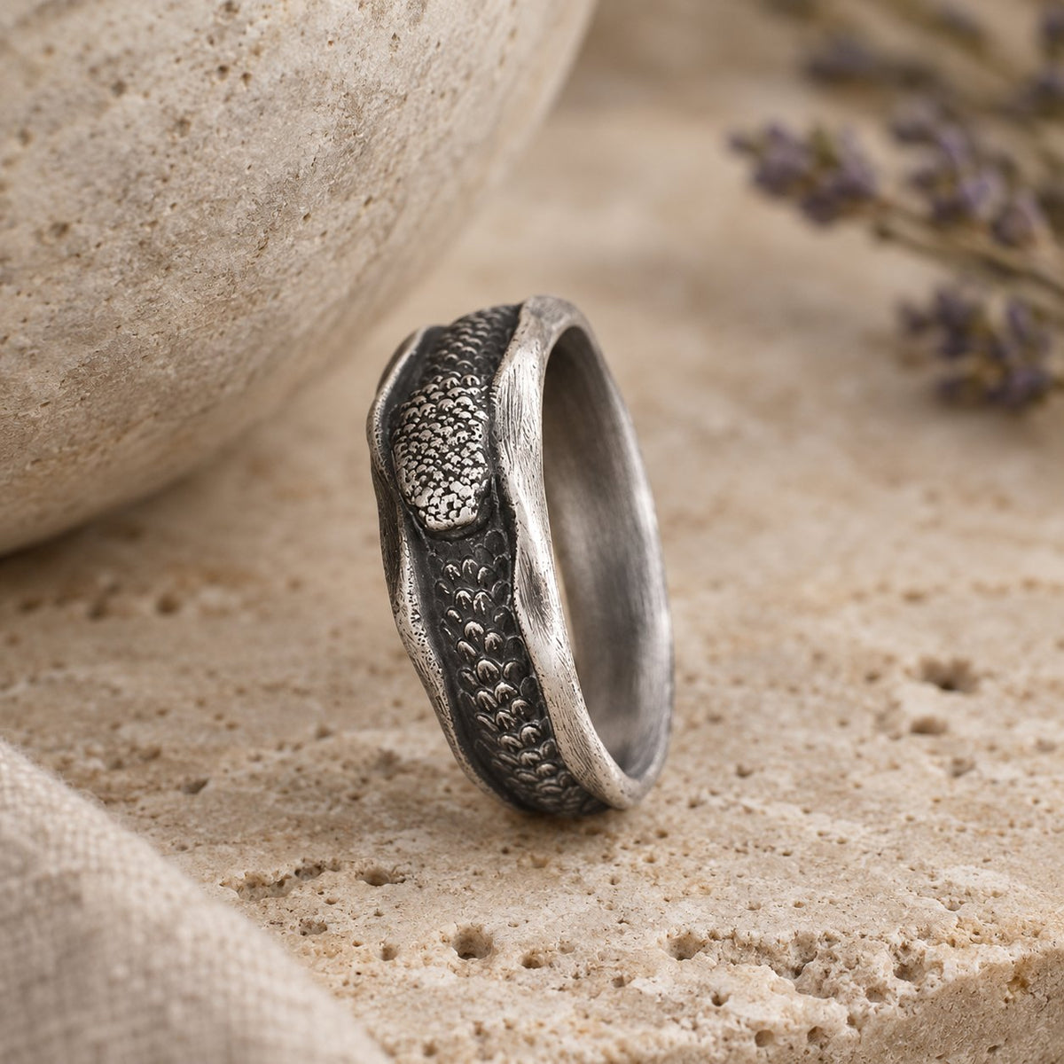 999 Sterling Silver Snake Protection Ring for Wisdom & Resilience, ring