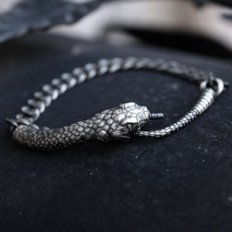Schlangenförmiges Armband aus Sterlingsilber für den Segen des Jahres der Schlange