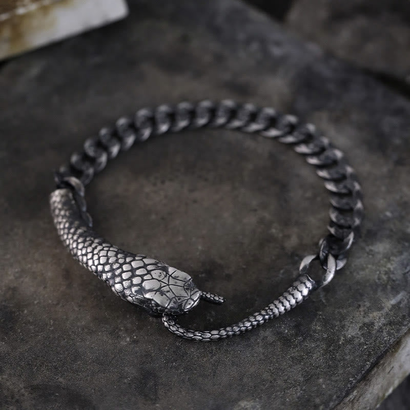 Schlangenförmiges Armband aus Sterlingsilber für den Segen des Jahres der Schlange