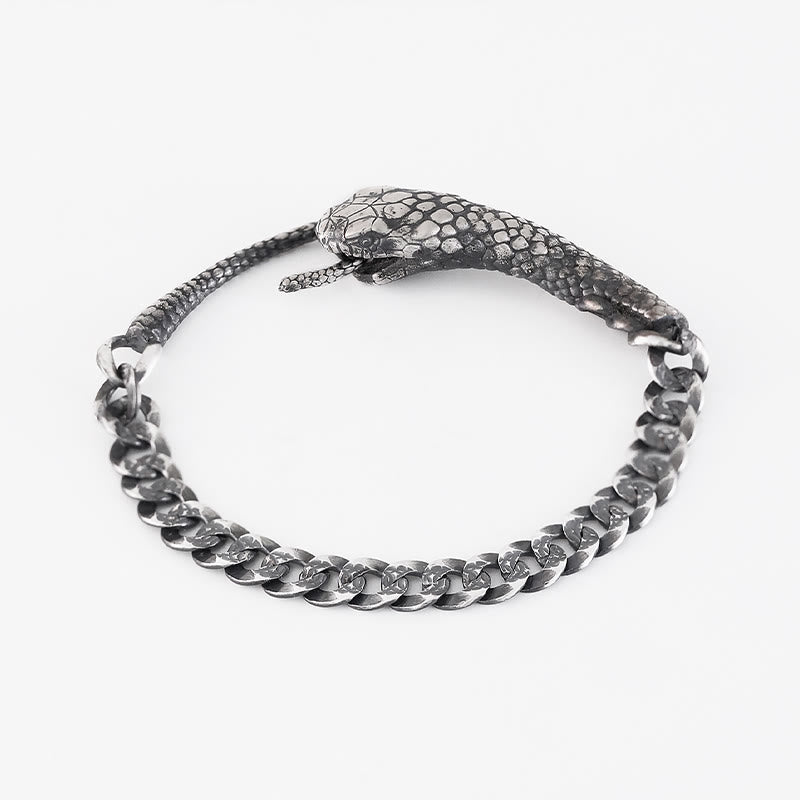 Schlangenförmiges Armband aus Sterlingsilber für den Segen des Jahres der Schlange