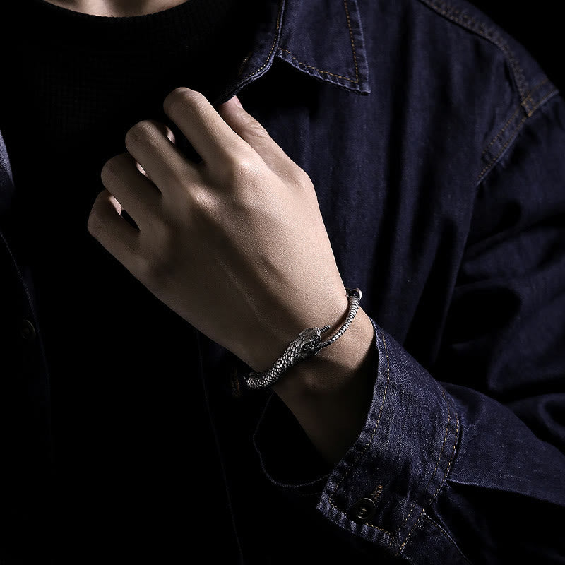 Schlangenförmiges Armband aus Sterlingsilber für den Segen des Jahres der Schlange