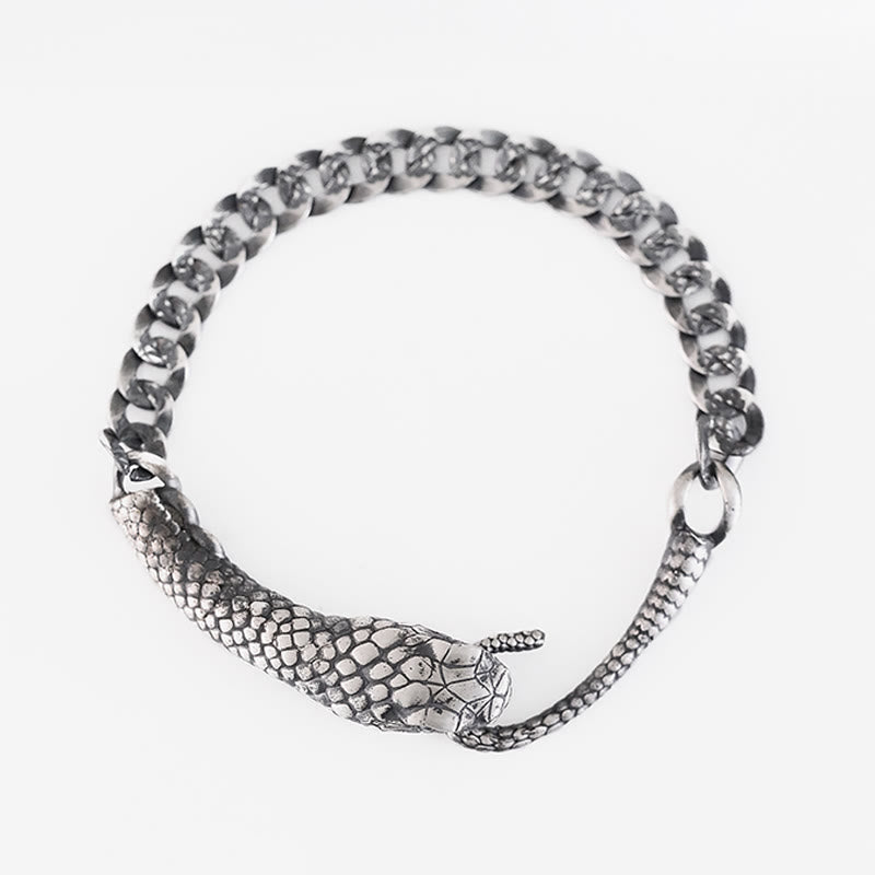 Schlangenförmiges Armband aus Sterlingsilber für den Segen des Jahres der Schlange
