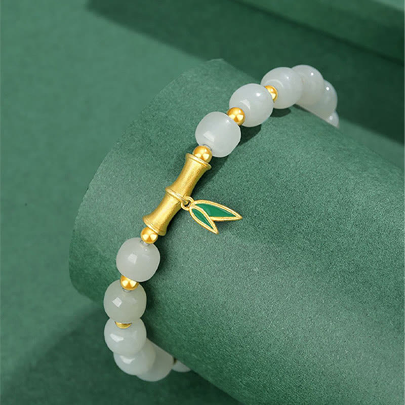 Sterling Silber Weiße Jade Schutzarmband 6*7mm