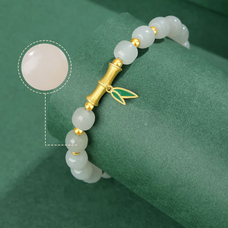 Sterling Silber Weiße Jade Schutzarmband 6*7mm