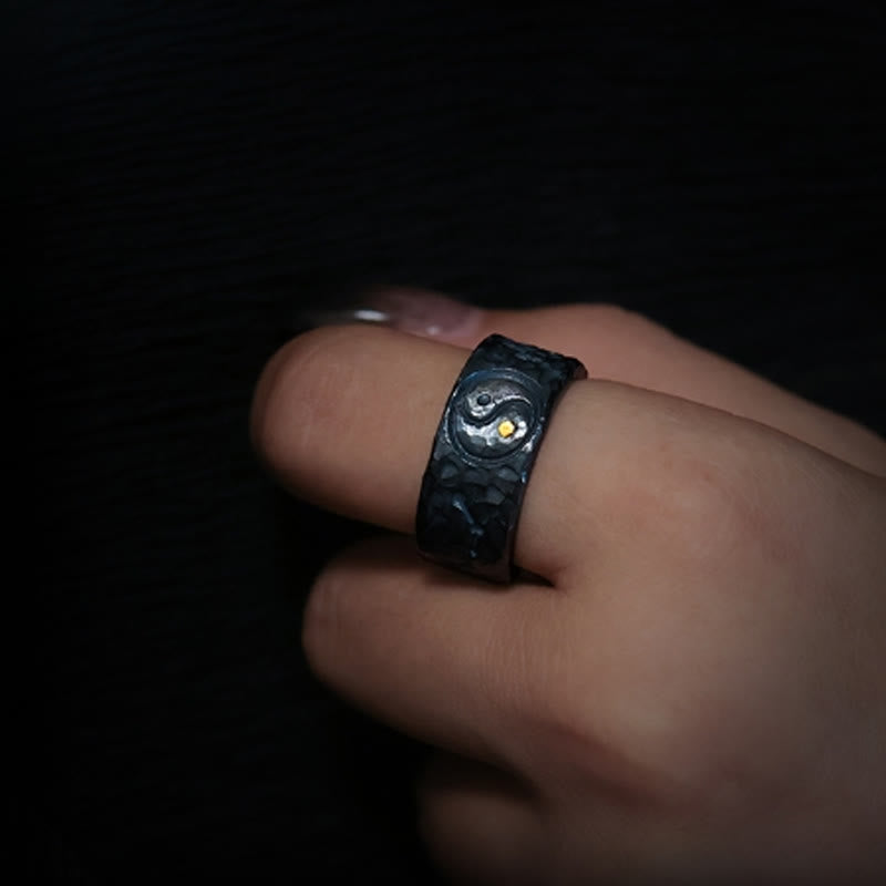 Yin-Yang-Balance-Ring aus Sterlingsilber