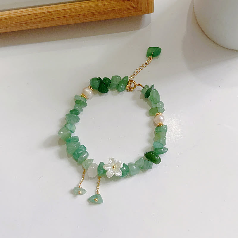 Erdbeerquarz-Armband Grüne Erdbeere &amp; Super Seven
