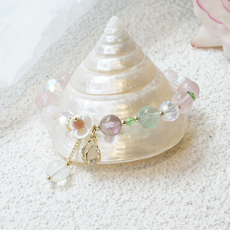 Heilarmband aus Erdbeerquarz und Fluorit für emotionale Klarheit