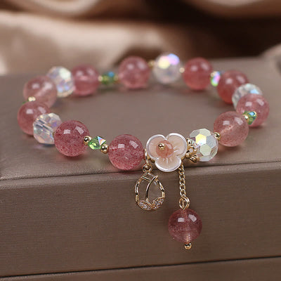 Heilarmband aus Erdbeerquarz und Fluorit für emotionale Klarheit