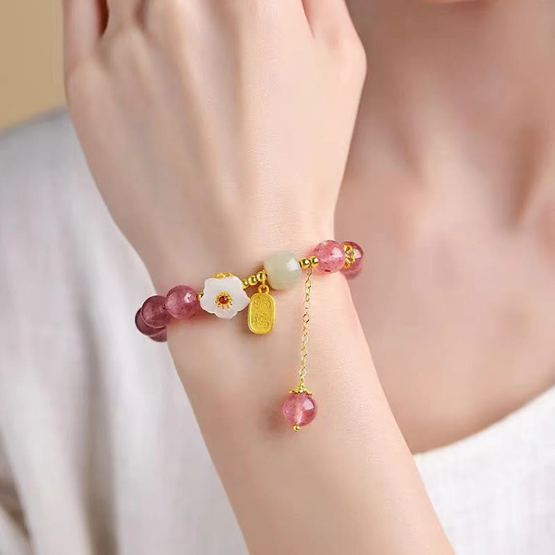 Heilarmband mit Erdbeerquarz-Fu-Charakter