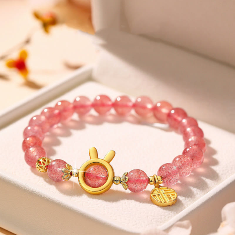 Heilarmband mit Erdbeerquarz-Fu-Charakter