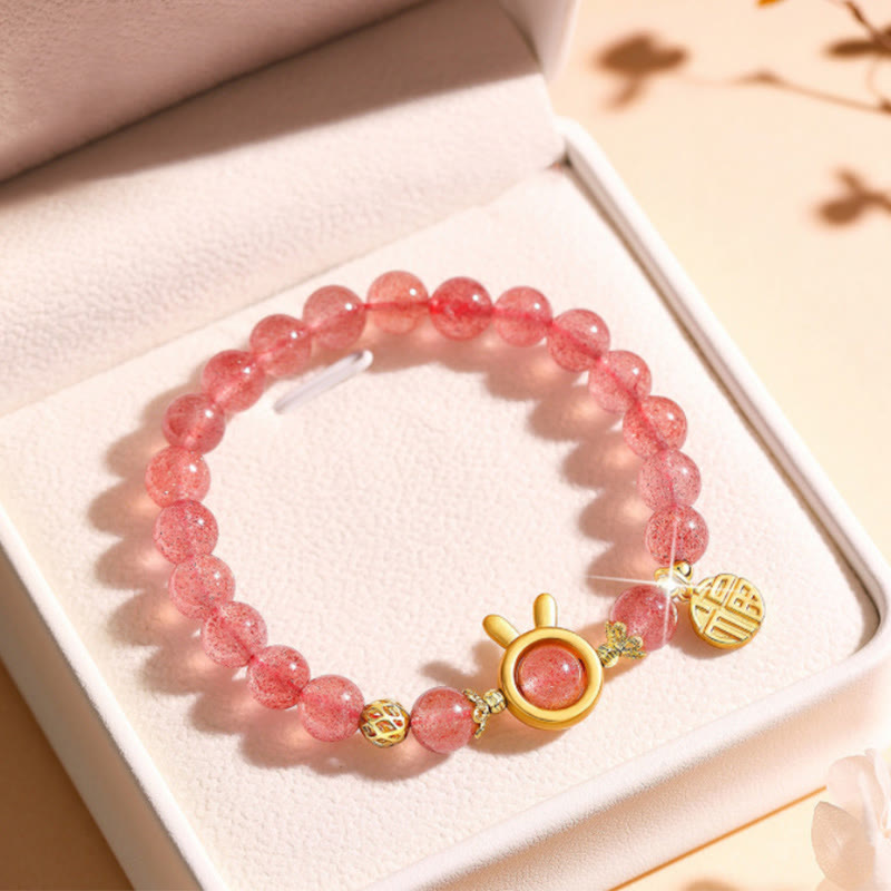 Heilarmband mit Erdbeerquarz-Fu-Charakter