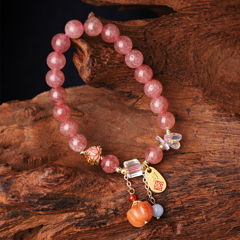 Erdbeerquarz Fu Charm Positives spirituelles Armband