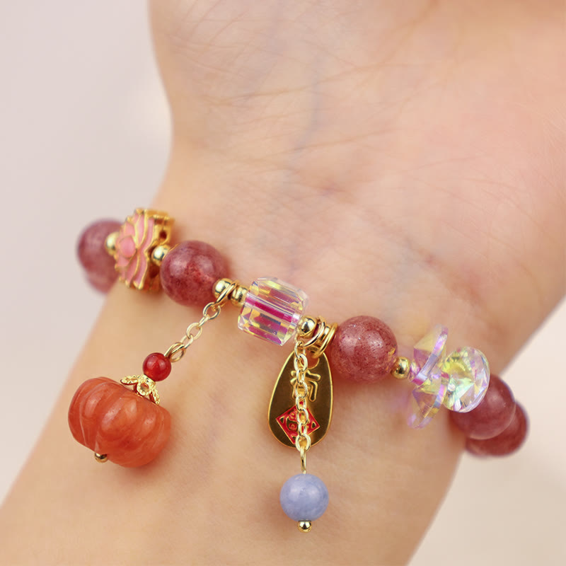 Erdbeerquarz Fu Charm Positives spirituelles Armband