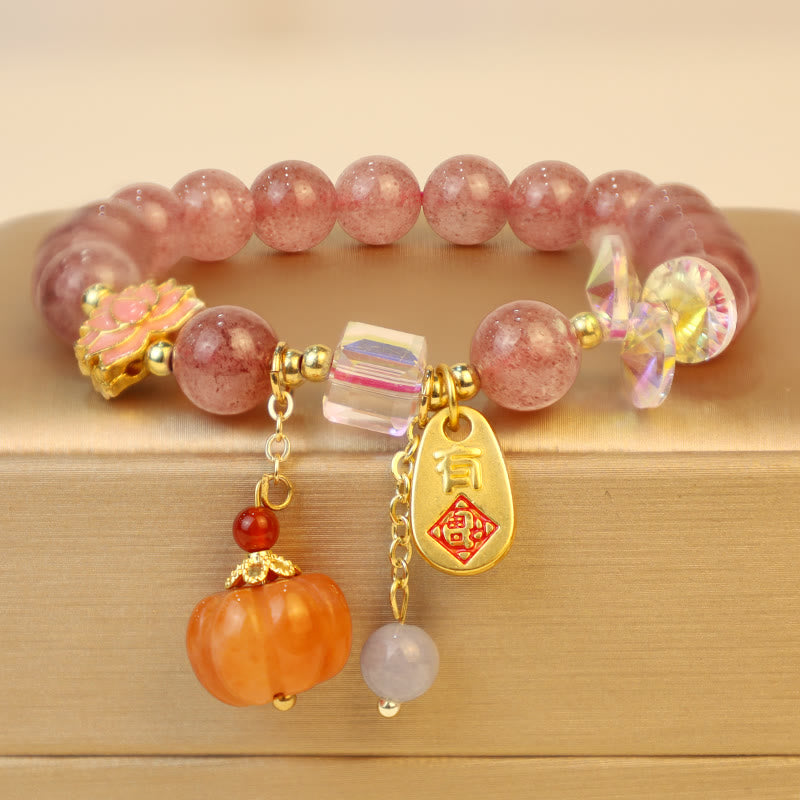 Erdbeerquarz Fu Charm Positives spirituelles Armband
