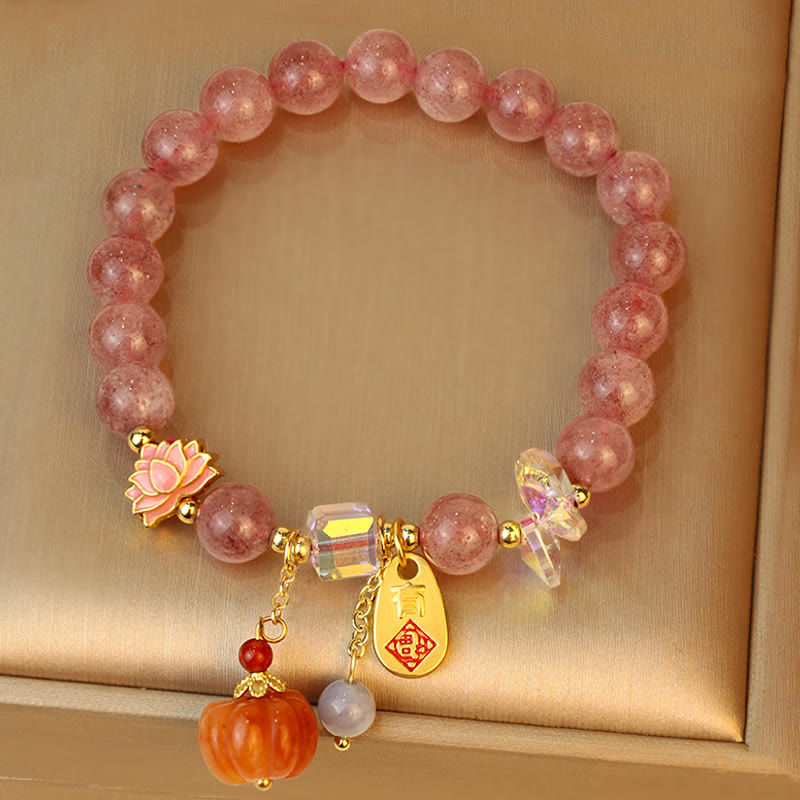 Erdbeerquarz Fu Charm Positives spirituelles Armband
