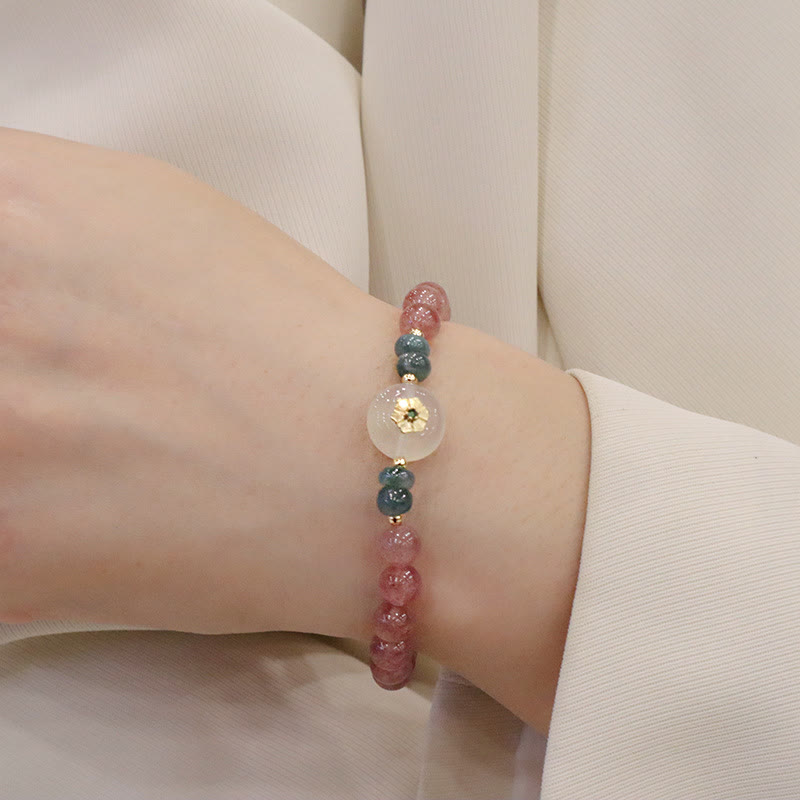 Erdbeerquarz-Jade-Heilarmband für Wohlstand und Liebe