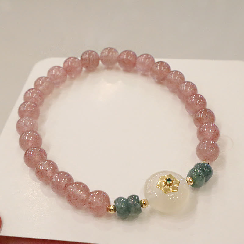 Erdbeerquarz-Jade-Heilarmband für Wohlstand und Liebe