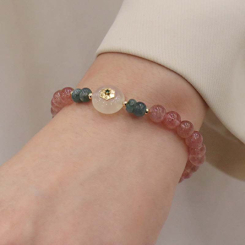 Erdbeerquarz-Jade-Heilarmband für Wohlstand und Liebe