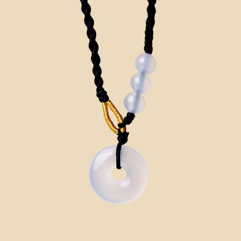 Heilende Halskette mit Erdbeerquarz-Friedensschnalle, 45 cm