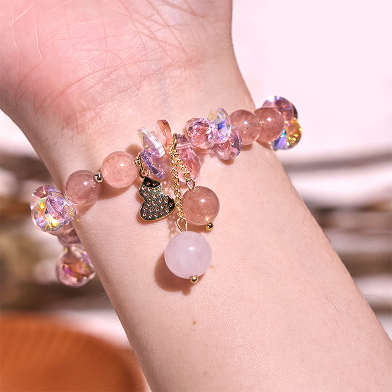 Erdbeerquarz Positives spirituelles Armband 14-16cm