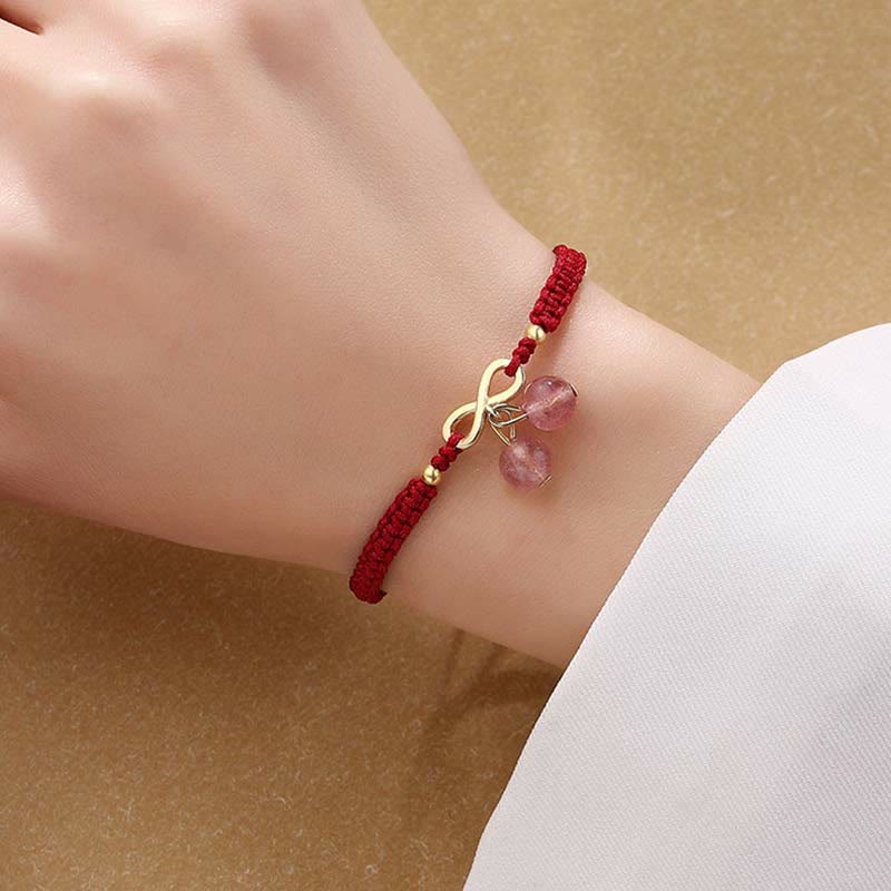 Erdbeerquarz Rotes Schnurarmband | Liebe Heilung Schutz