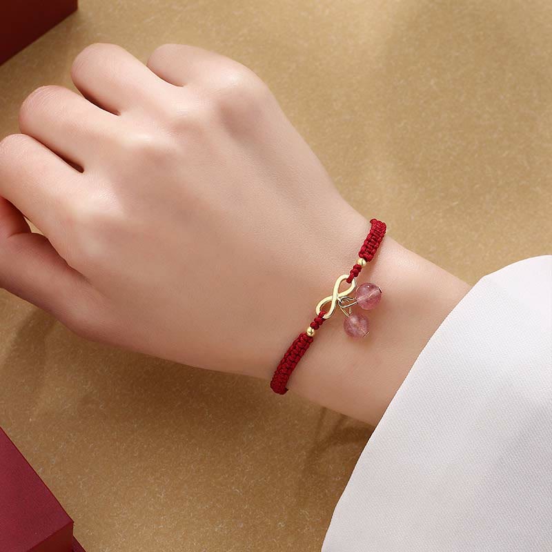 Erdbeerquarz Rotes Schnurarmband | Liebe Heilung Schutz