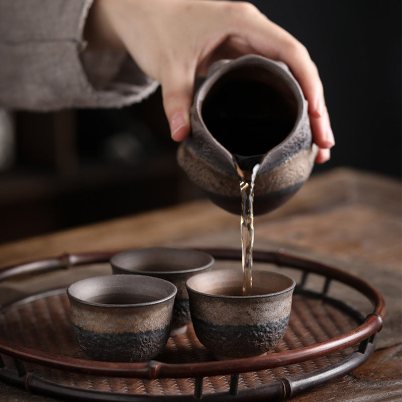 Gestreifte Keramik-Teetasse 80 ml | Zen-Dekor-Schale