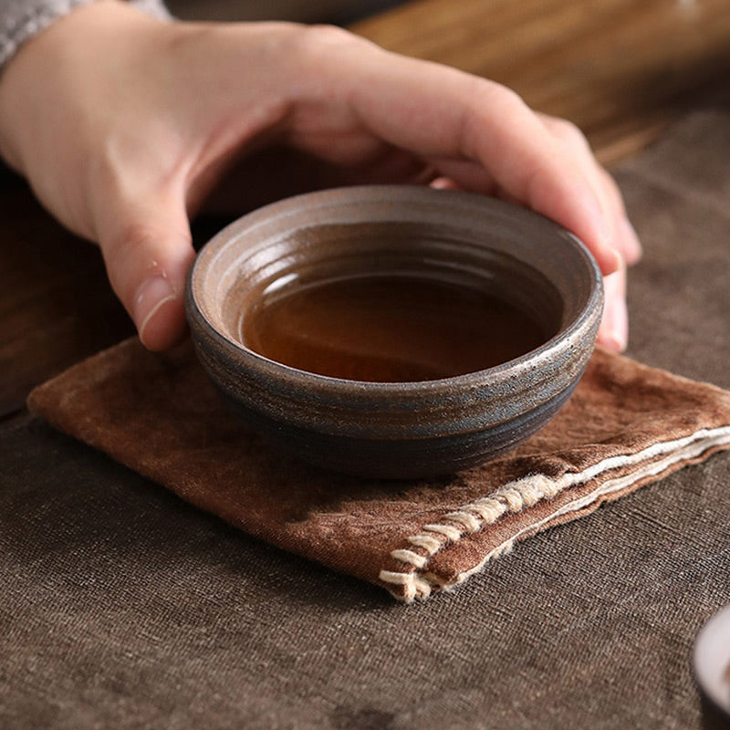 Gestreifte Keramik-Teetasse 80 ml | Zen-Dekor-Schale